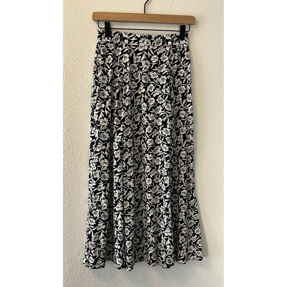 Vintage David Brooks Maxi Skirt Size 4 Black Floral Grunge Cottage Fairy 90s